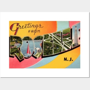 Greetings from Roselle, New Jersey - Vintage Large Letter Postcard Posters and Art